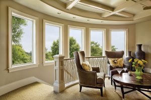 windows in a living room.