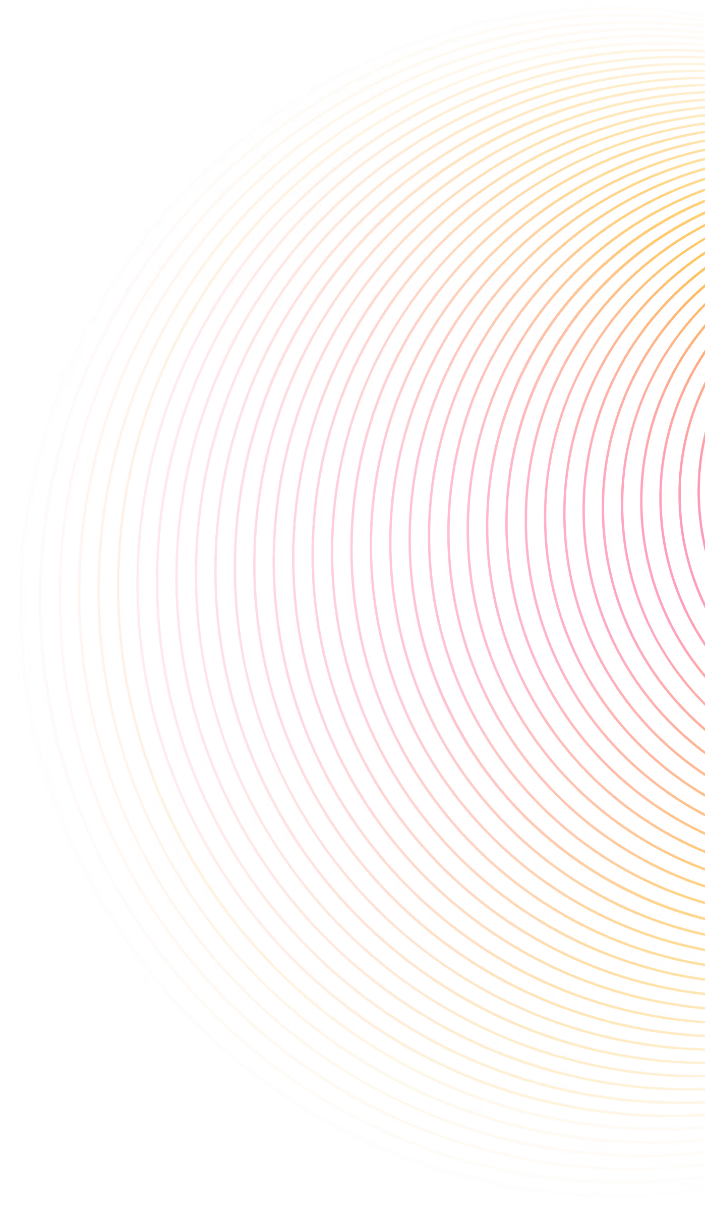 Concentric circular lines in gradient colors from pink to yellow on a black background.