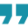 Blue quotation marks icon on a white background.