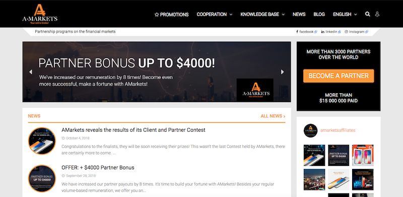 AMarkets Affiliate Program Partner Bonus