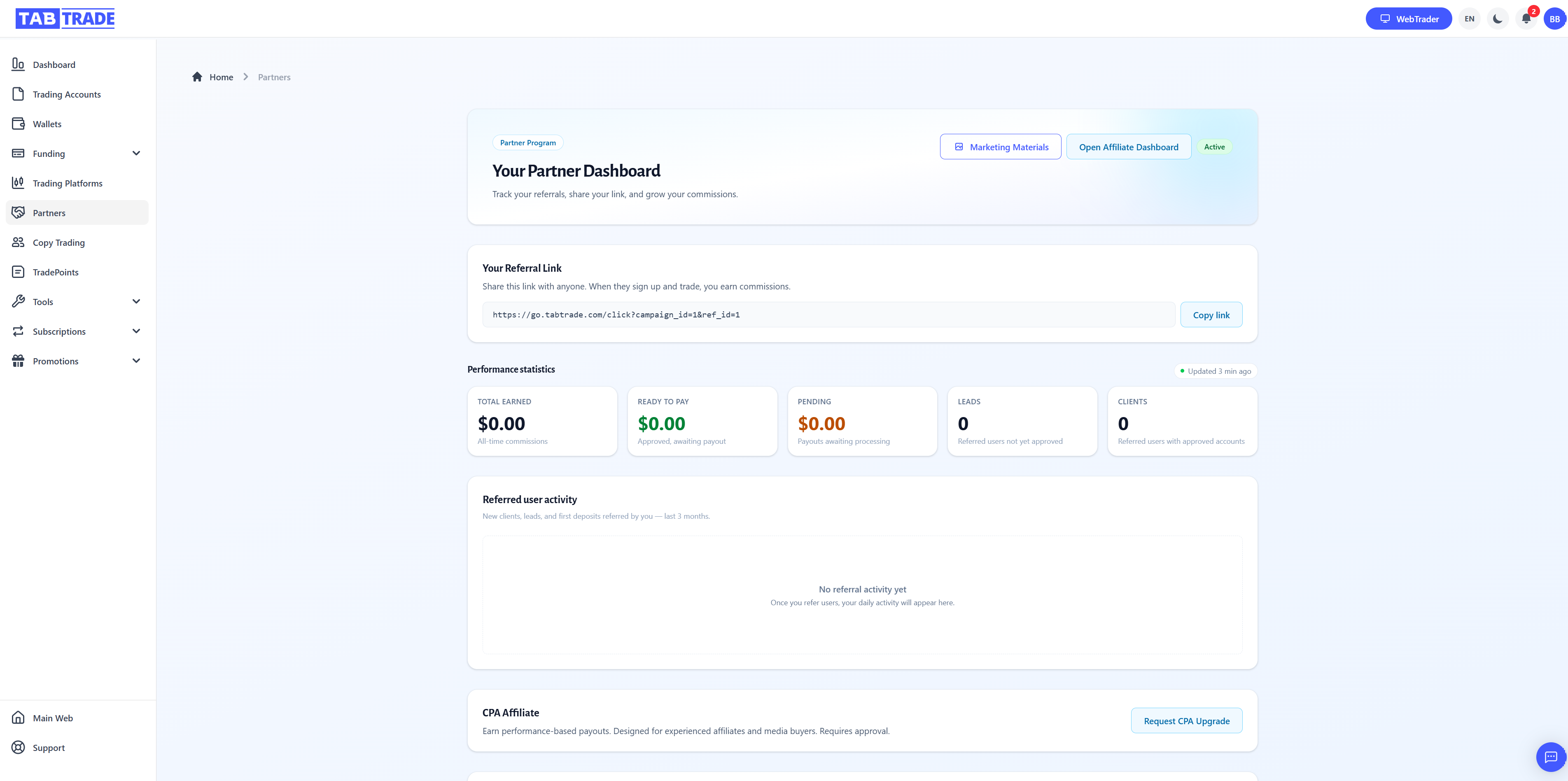 TabTrade Partners Dashboard