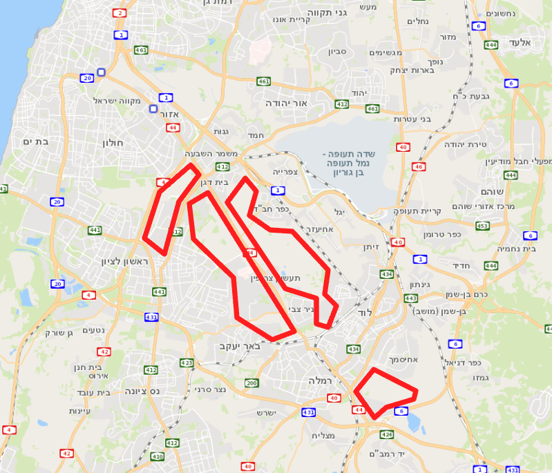 עתודות הקרקע הפנויות סביב 44 - הפוטנציאל התכנוני של מטרופולין תל אביב