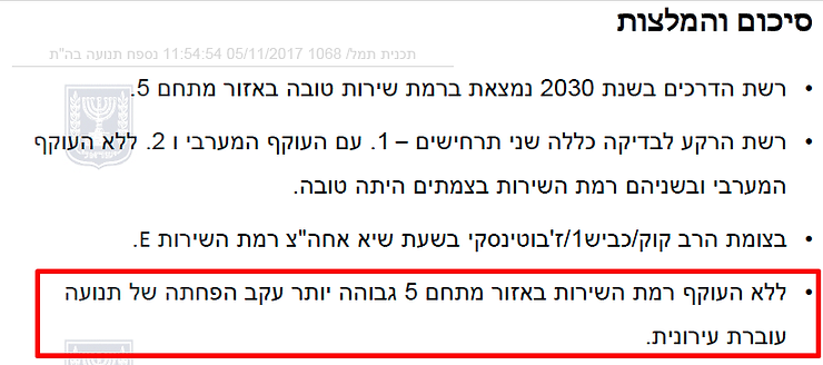 מתוך הבדיקה התחבורתית לכביש 'עוקף רמת השרון'
