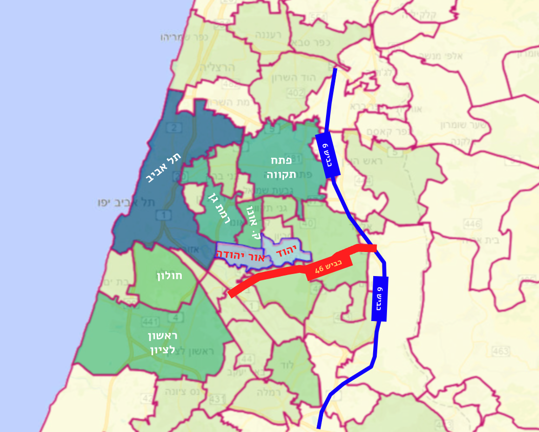 סקר הסלולרי: ירוק כהה יותר מייצג יעד מבוקש יותר