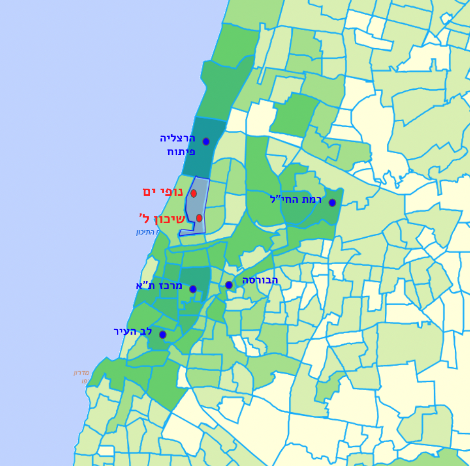 סקר הסלולר 2019 - צבע כהה יותר מראה על מספר גדול יותר של נוסעים מתוך השכונה