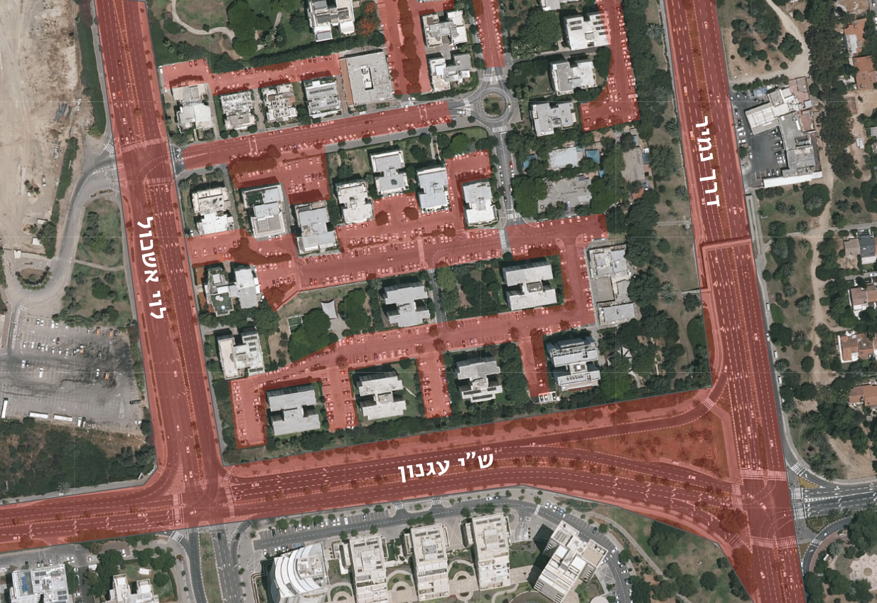 שיכון ל' - רוב השטח מיועד למכוניות ולא לאנשים