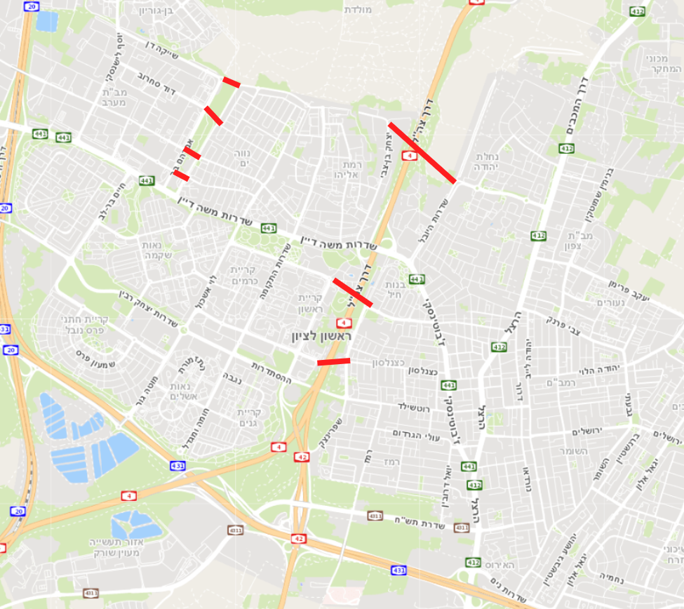 הצעה לחיבורים חדשים בין מזרח למערב העיר - בדגש על הולכי רגל, תחבורה ציבורית ואופניים