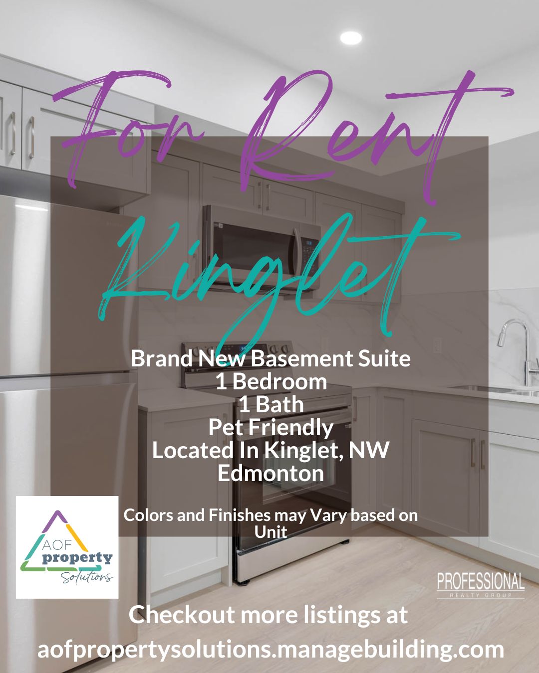 1 bedroom basement suite for rent in Edmonton