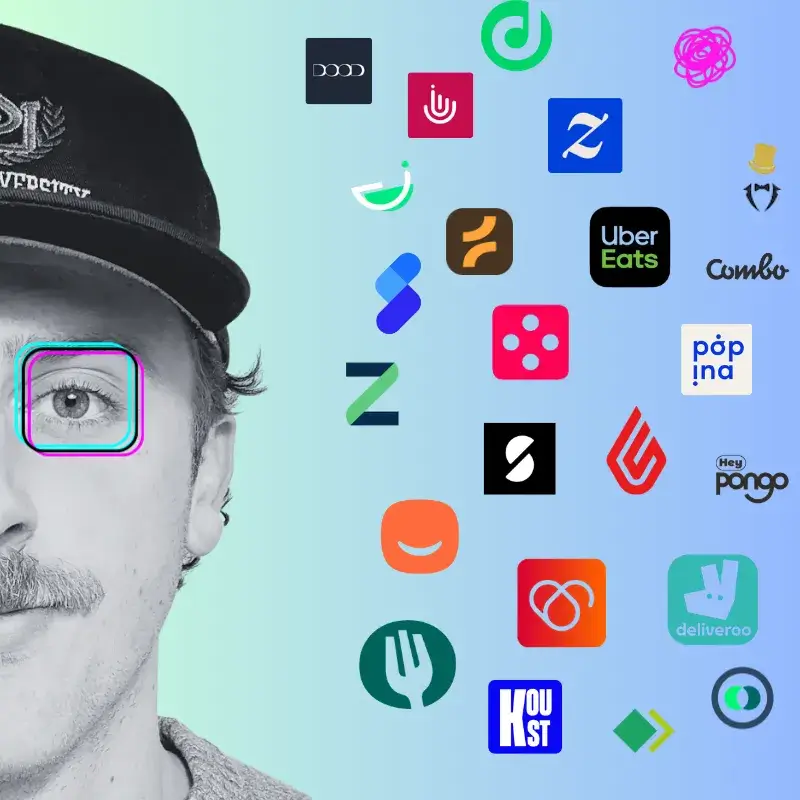 Portrait de Yohan Bedat, fondateur de TechFood, entouré des logos des meilleurs logiciels pour restaurant (L'Addition, Skello, Uber Eats, Zenchef, Lighspeed)