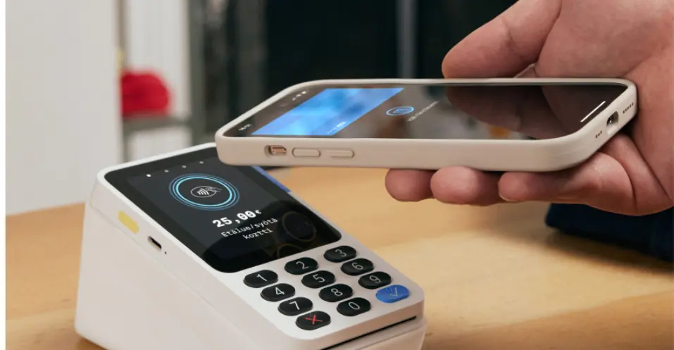 Photo de la gamme de terminaux d'encaissement Zettle montrant le lecteur de poche Reader 2 connecté en Bluetooth et le boîtier grand format Zettle Terminal.