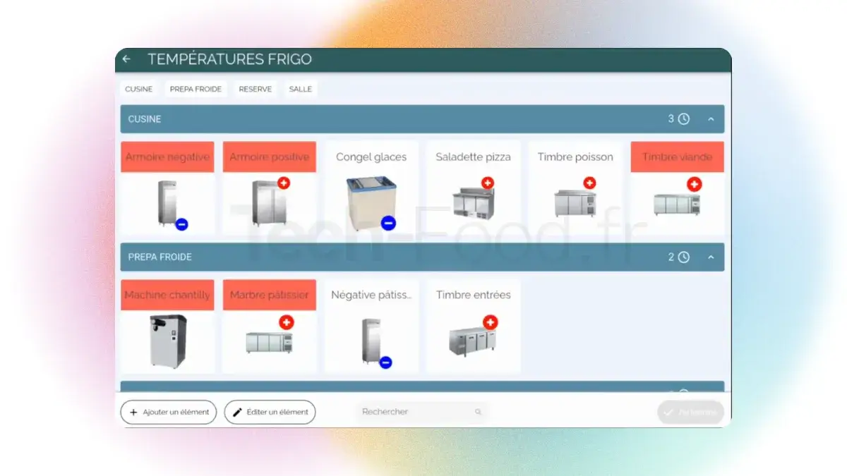 Interface de l'application ePackPro dédiée au suivi des températures des enceintes réfrigérées. L'écran affiche des graphiques de contrôle thermique en continu et des indicateurs de conformité pour chambres froides.