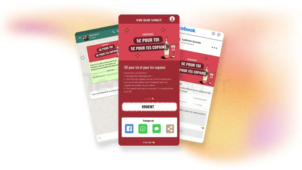 Infographie présentant l'utilisation des différents canaux de communication marketing de Zerosix pour l'automatisation du CRM, mettant en avant les logos et interfaces de messagerie WhatsApp, Facebook et SMS.