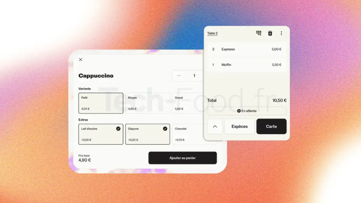 Interface de prise de commande et application de caisse enregistreuse tactile SumUp sur tablette