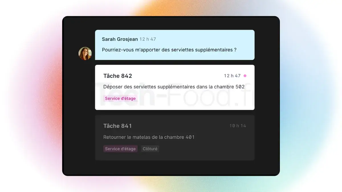 Interface du module de messagerie client et d'automatisation des communications sur le logiciel PMS hôtelier Mews.