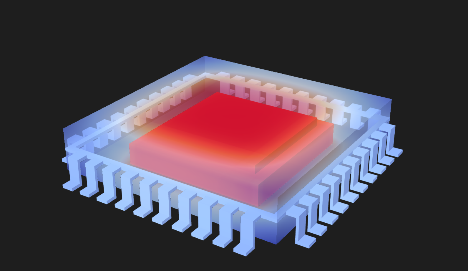 Simulated NPX-Q40 package with its temperature field