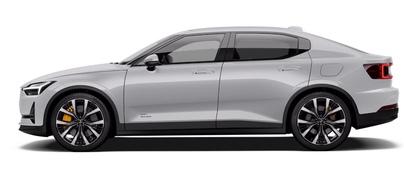 Polestar 2 in grey, side view