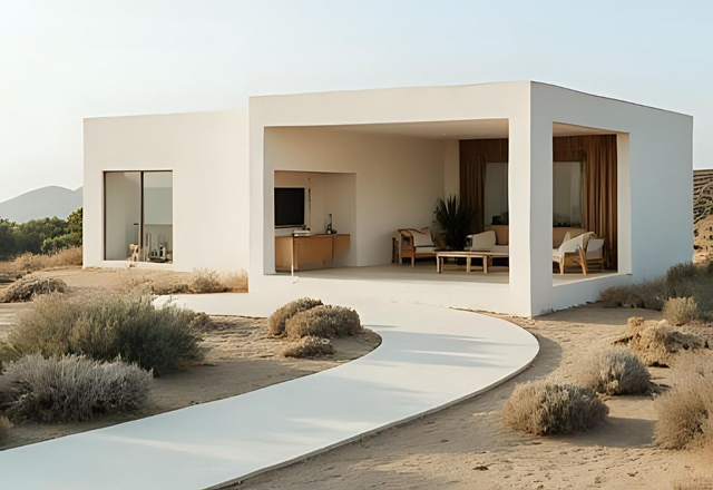3D render van een moderne woning