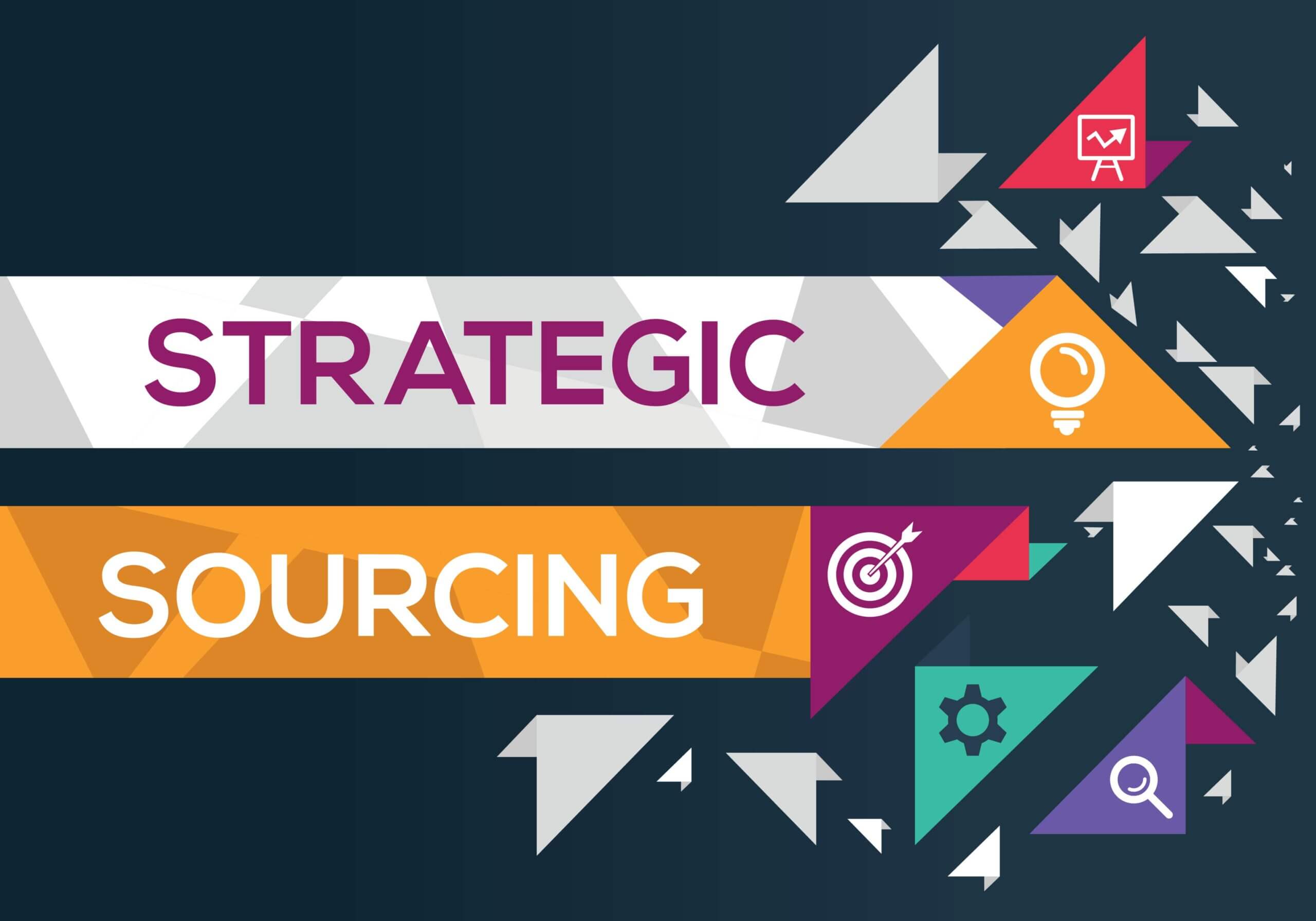 Decorative graphic with the words "Strategic Sourcing" in all caps.
