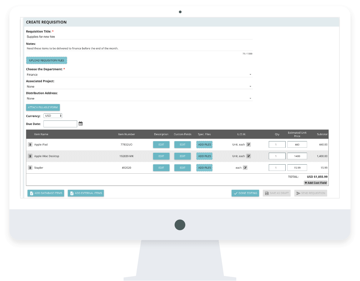 Requisition software