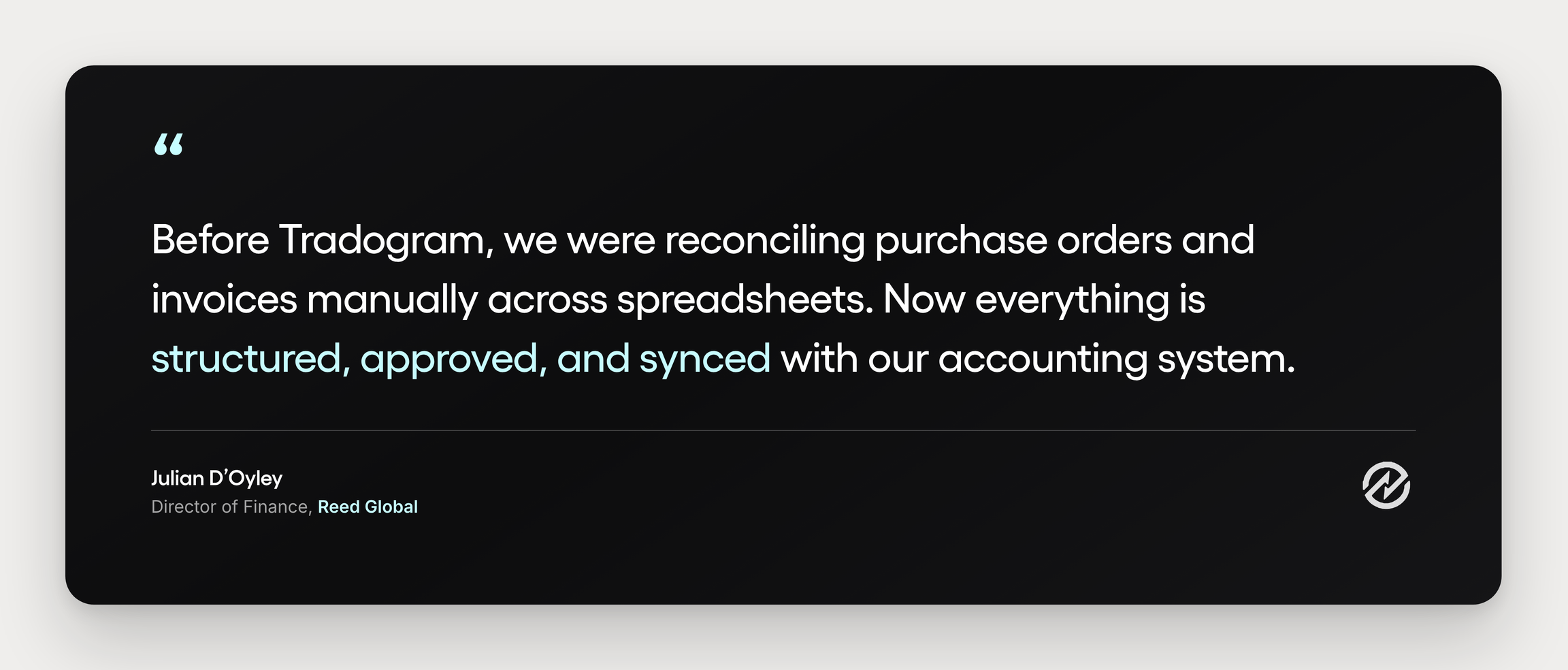 Tradogram testimonial from Reed Global