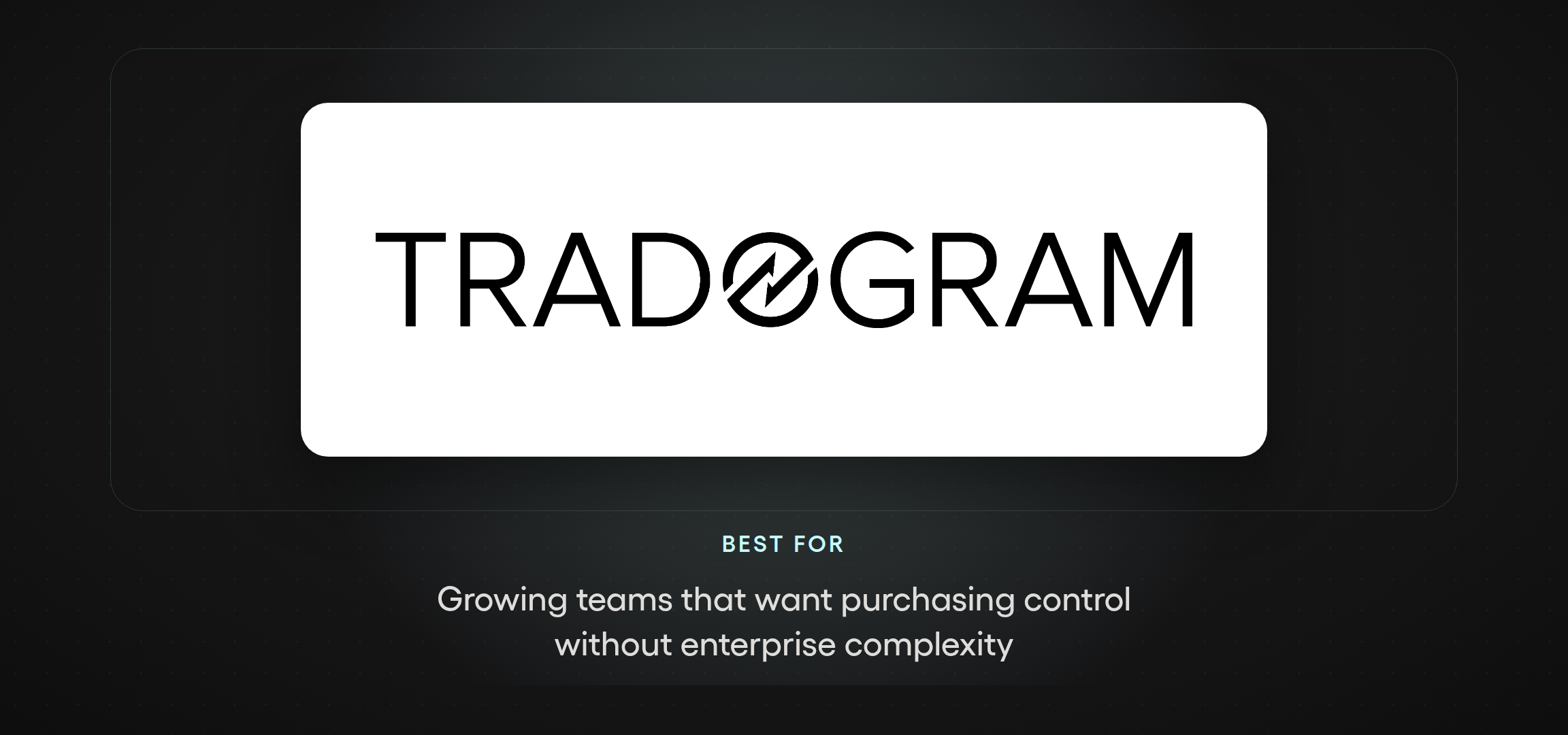 Tradogram logo — configurable procurement software for growing teams that want purchasing control without enterprise complexity