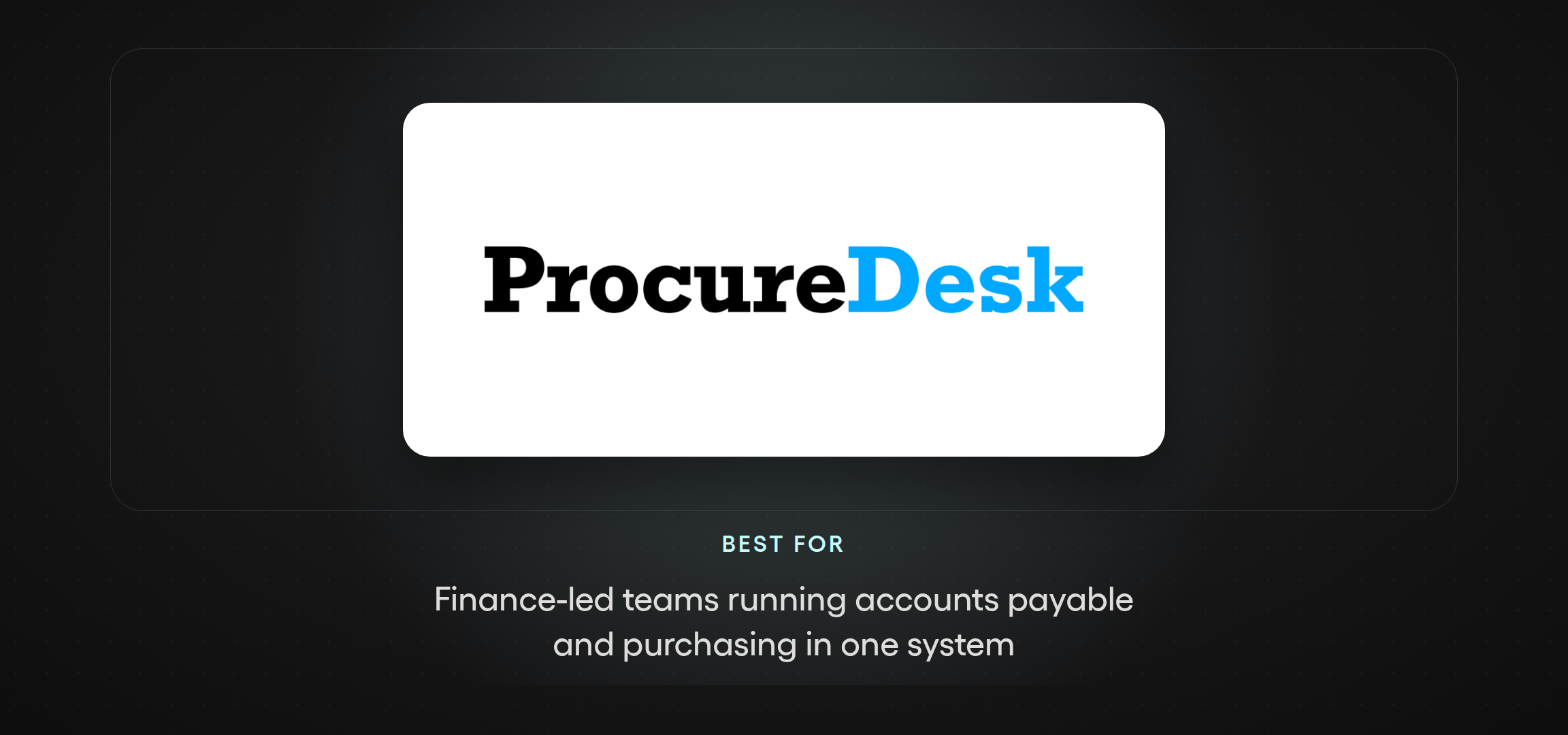 ProcureDesk logo — accounts payable-led procurement software featured in Tradogram's buyer's guide for small businesses