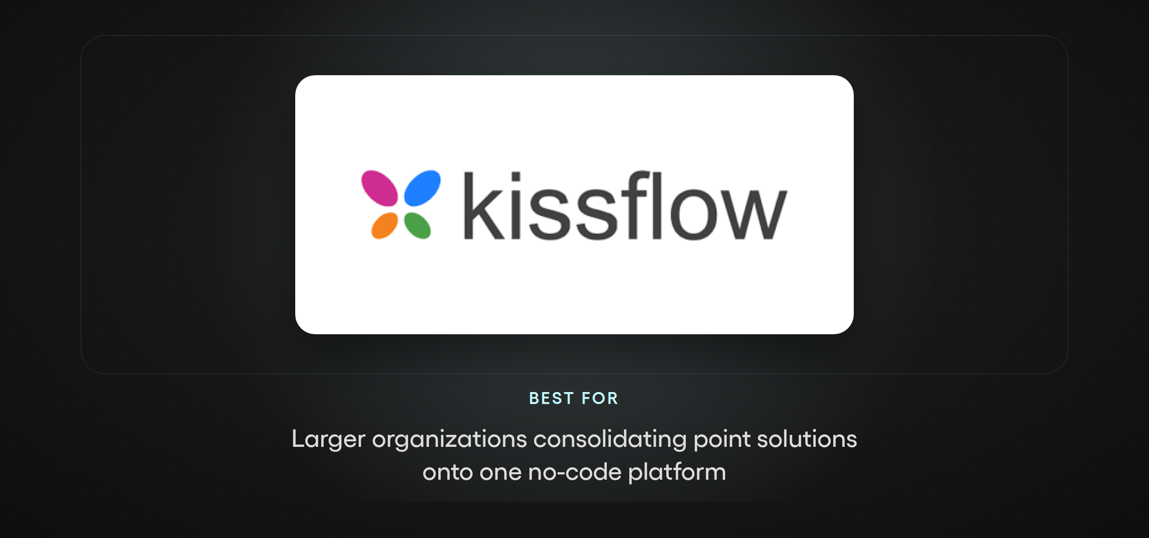 Kissflow logo — no-code workflow platform for consolidating procurement point solutions