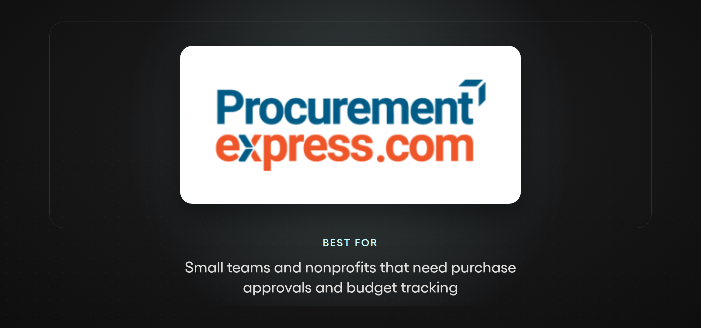 ProcurementExpress.com logo — purchase approval and budget tracking software for small teams and nonprofits
