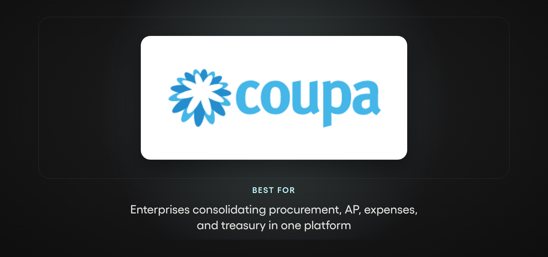Coupa logo — enterprise procurement, accounts payable, and expense platform