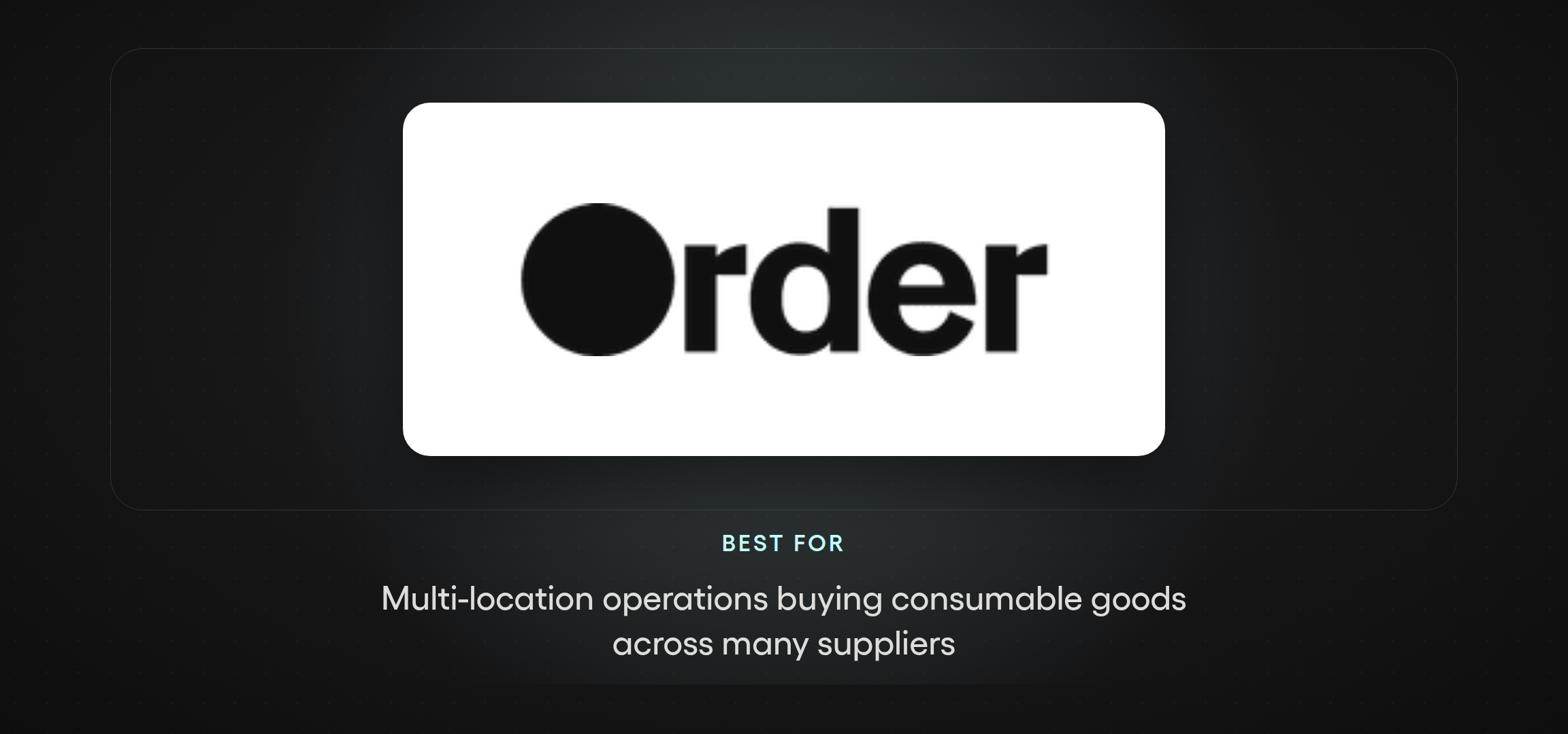 Order.co logo — procurement software for multi-location operations buying consumable goods from many suppliers
