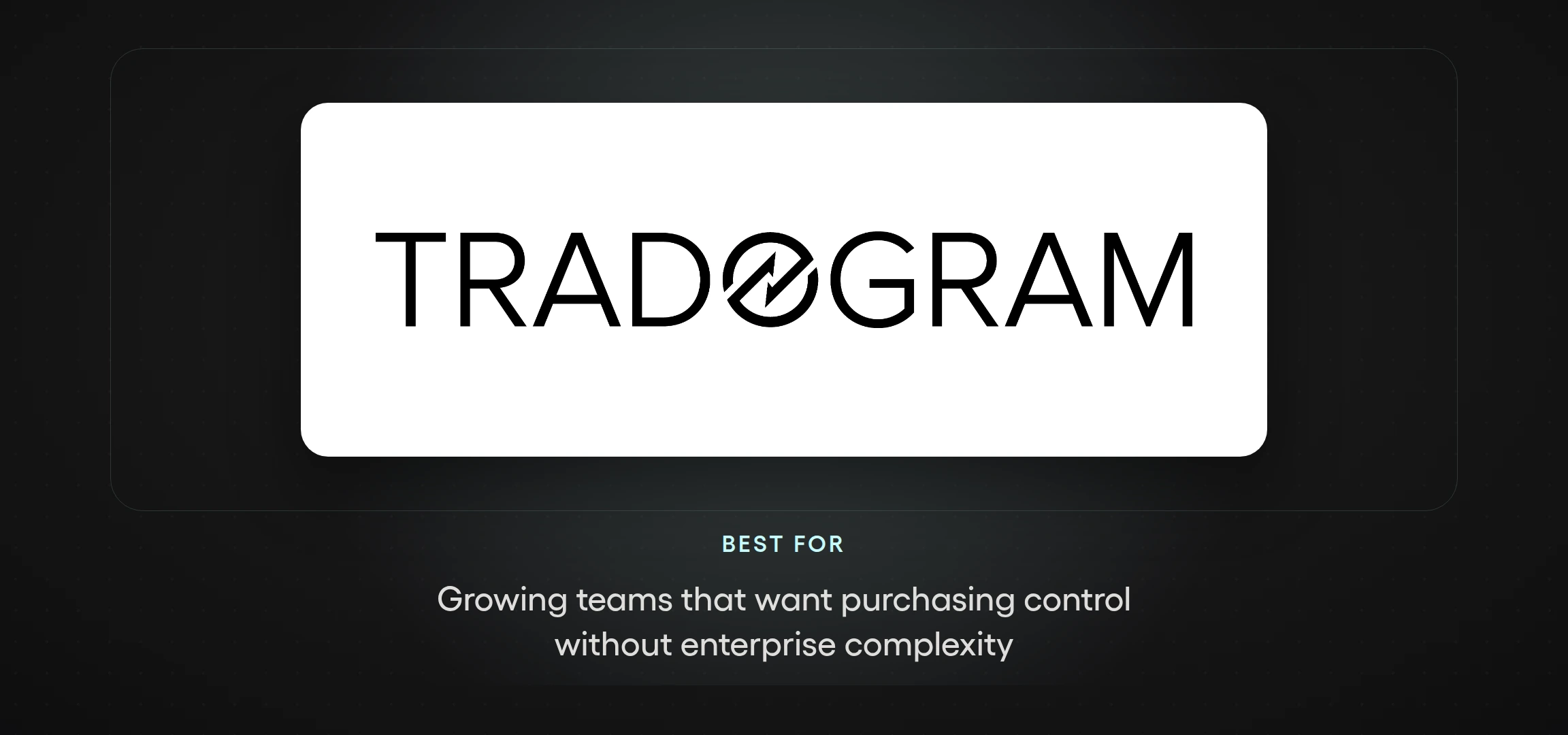 Tradogram logo — configurable procurement software for growing teams that want purchasing control without enterprise complexity