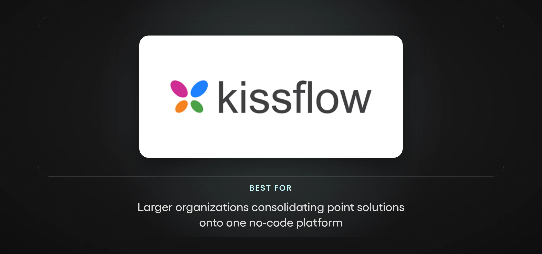 Kissflow logo — no-code workflow platform for consolidating procurement point solutions