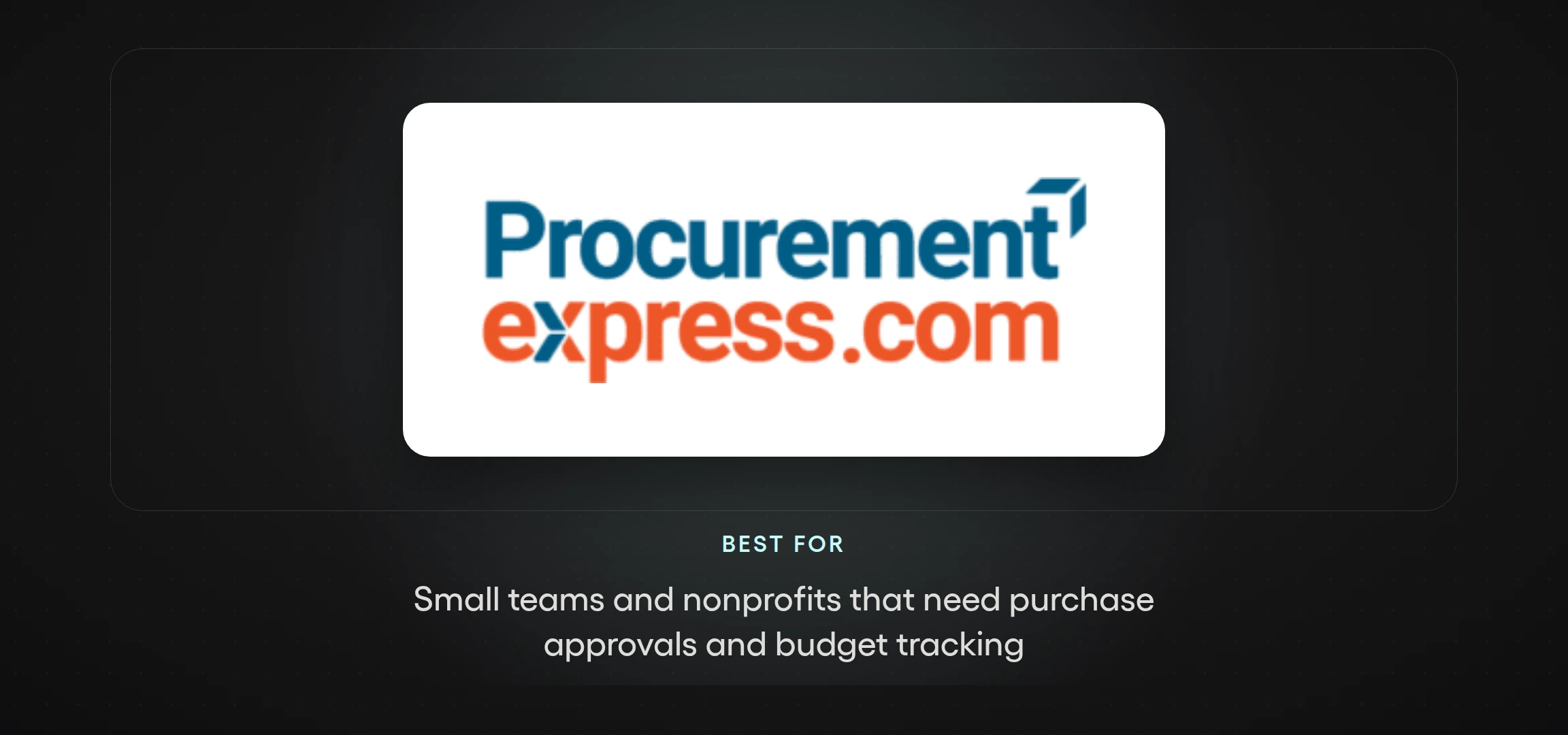 ProcurementExpress.com logo — purchase approval and budget tracking software for small teams and nonprofits