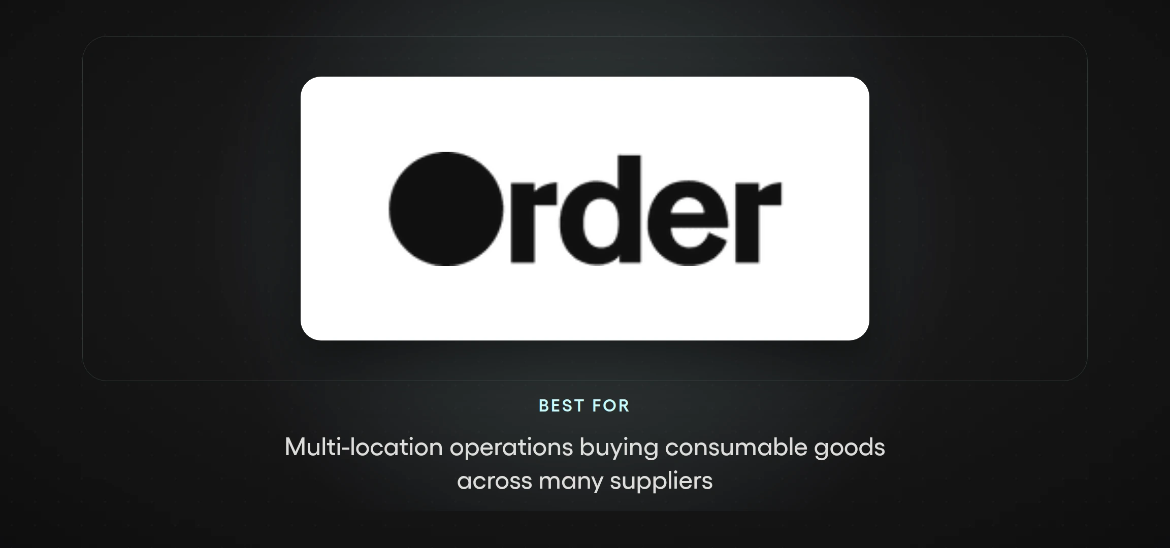 Order.co logo — procurement software for multi-location operations buying consumable goods from many suppliers