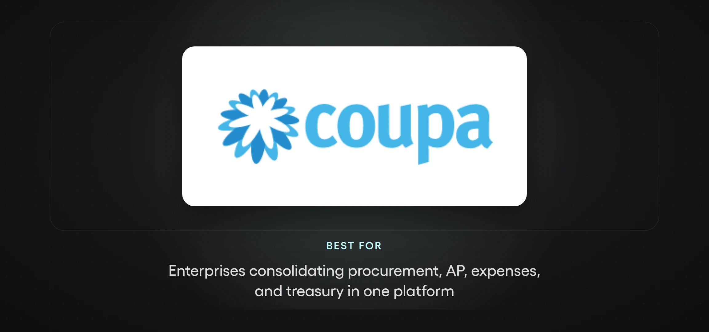 Coupa logo — enterprise procurement, accounts payable, and expense platform