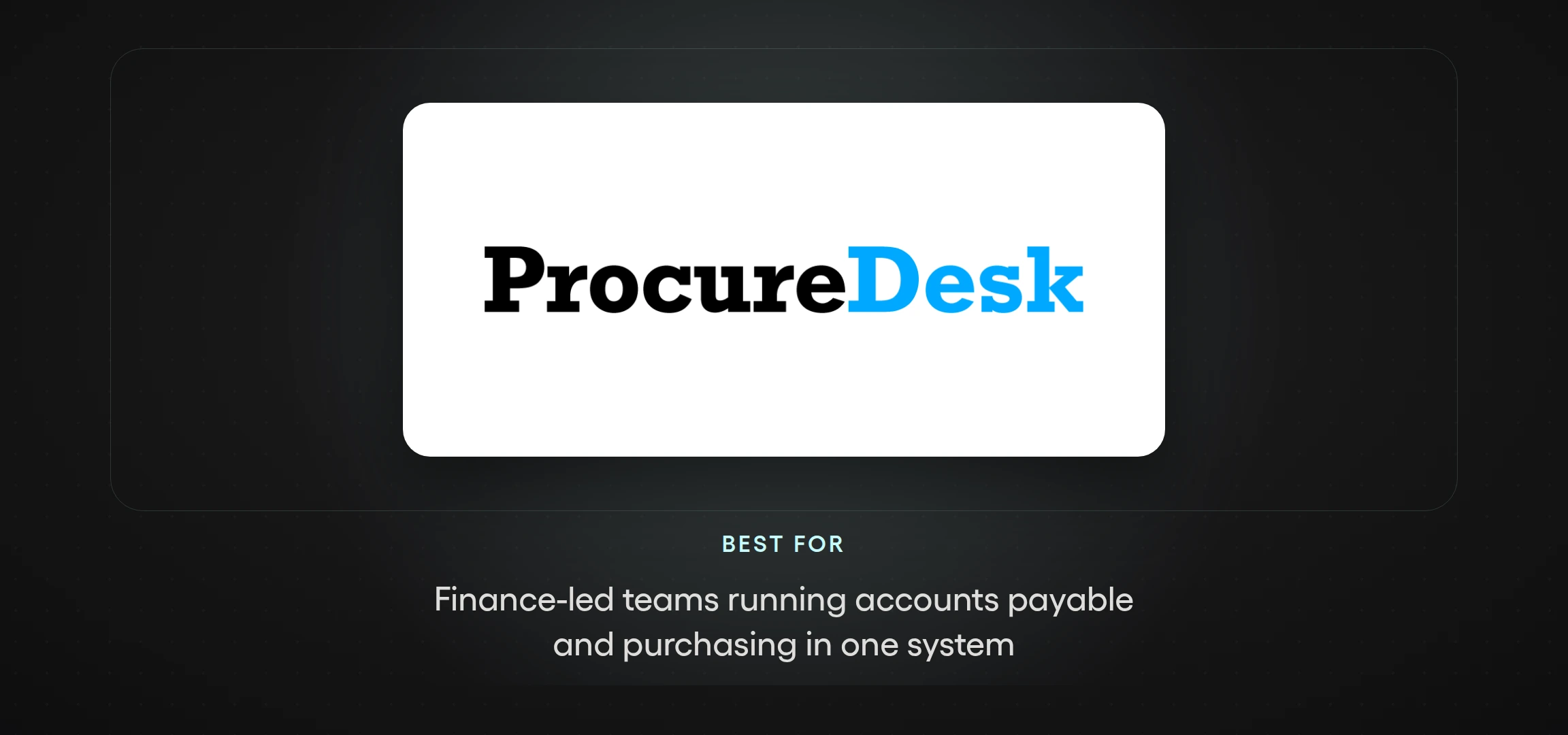 ProcureDesk logo — accounts payable-led procurement software featured in Tradogram's buyer's guide for small businesses