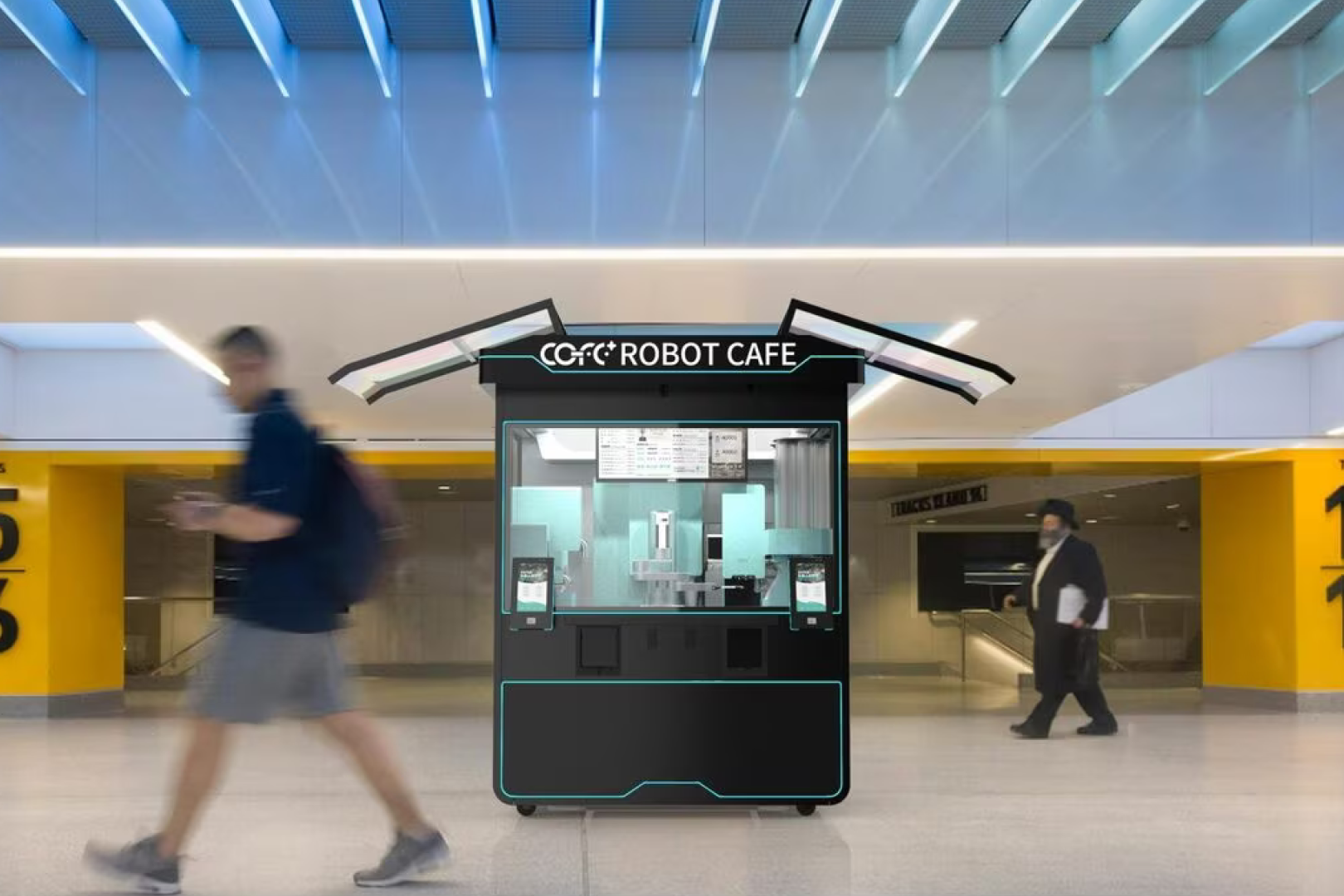 COFE+ robot café installed in a transport hub