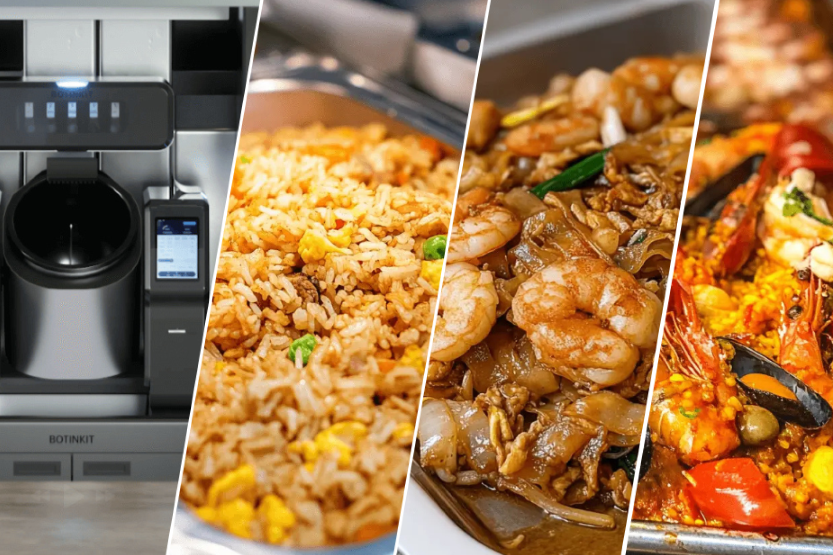 BotInKit Omni with fried rice, noodles and paella