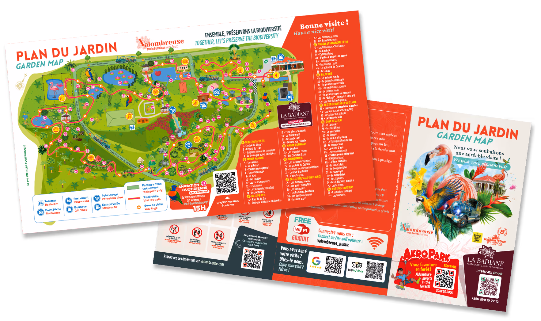 Plan du jardin botanique Valombreuse avec carte détaillée, points d’intérêt, sentiers de visite et informations pratiques.