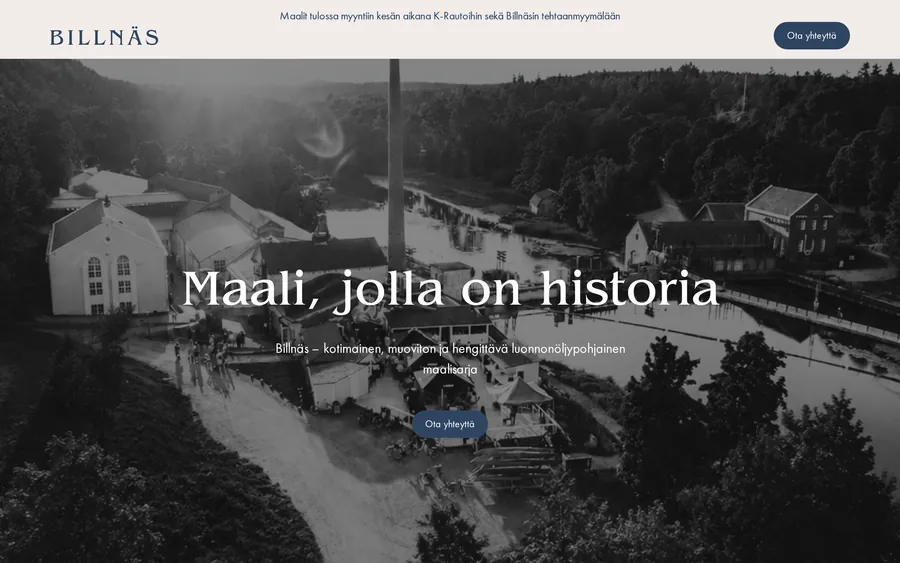 Billnäs Maalit -verkkosivuston etusivu