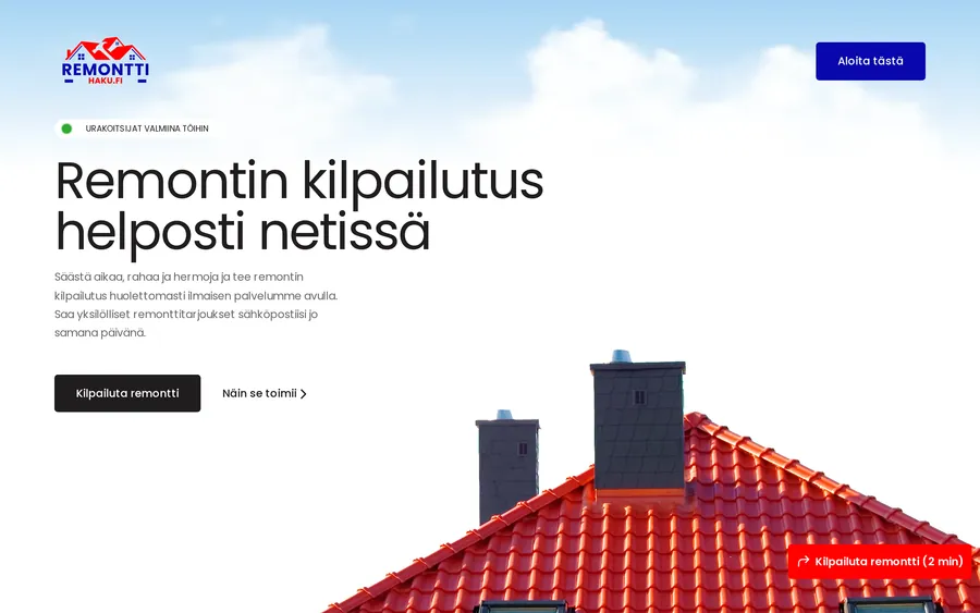 Remonttihaku.fi-verkkosivuston etusivu