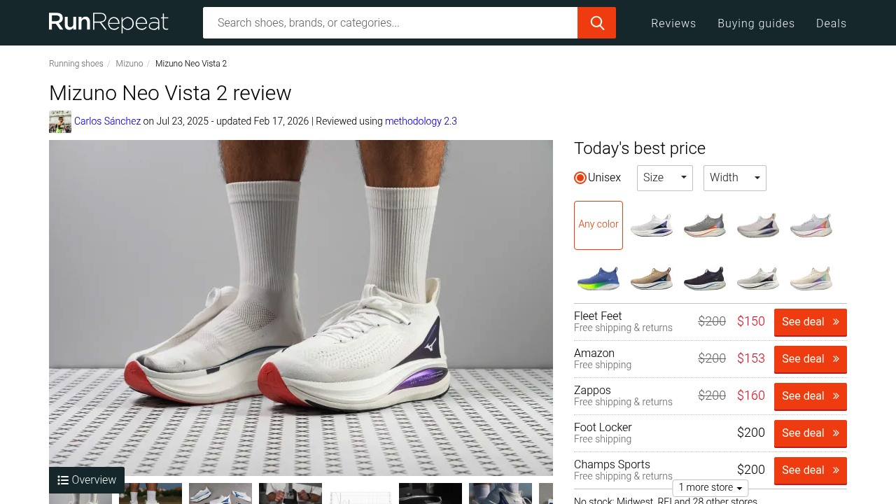 Screenshot of https://runrepeat.com/mizuno-neo-vista-2