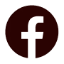 Facebook icon with lowercase f in black circle.
