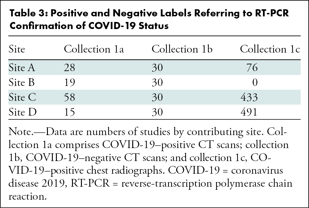 Positive and Negative Labels Referring to RT-PCR Confirmation of COVID-19 Status