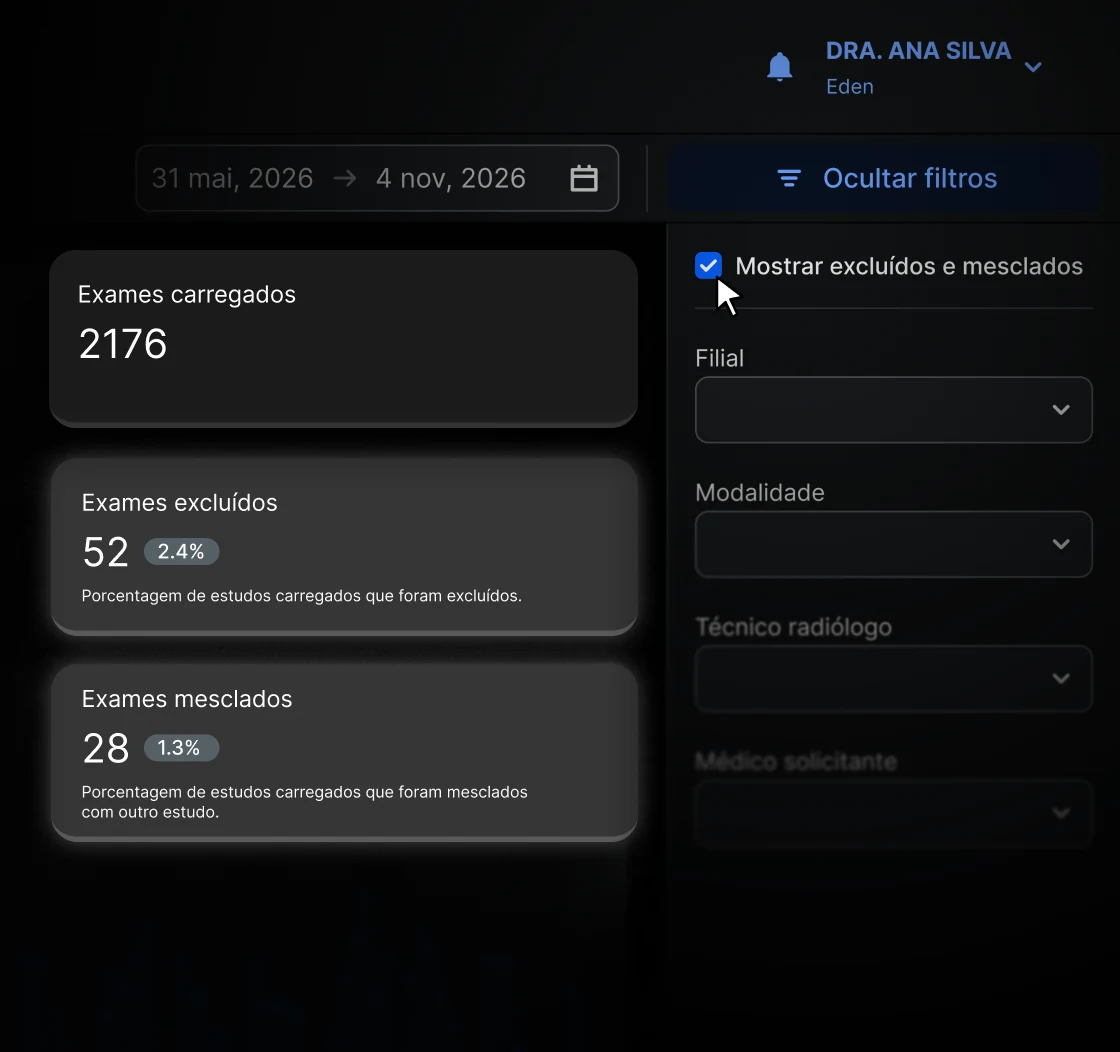 Maior visibilidade de estudos excluídos e mesclados no Eden Intelligence