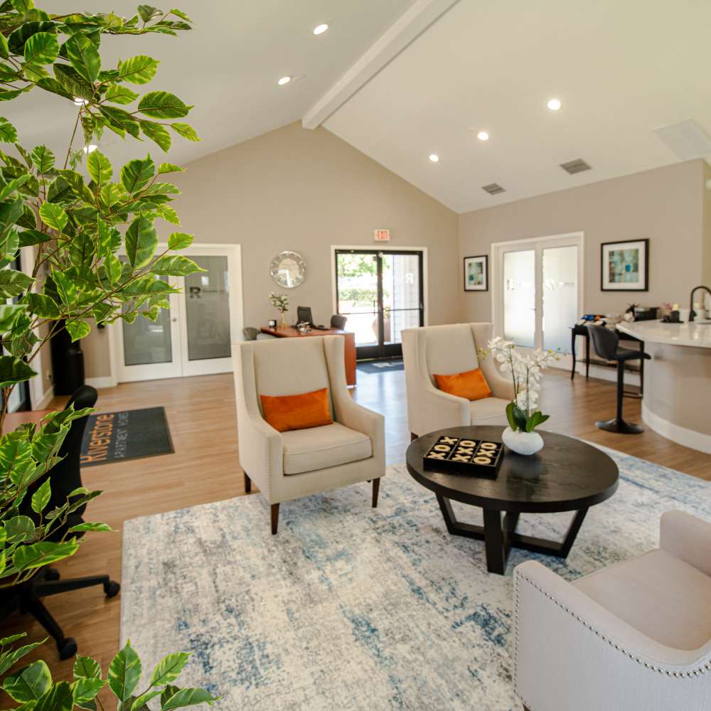 Clubhouse with seating area and coffee table with game