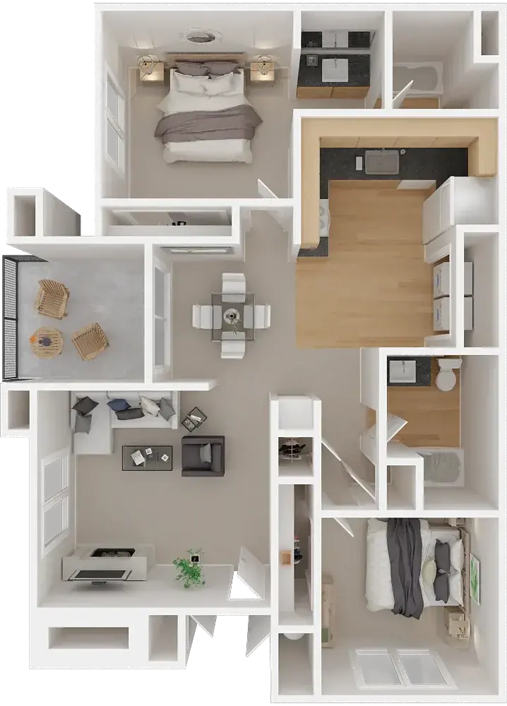 2 Bed / 2 Bath, 958 sq. ft.