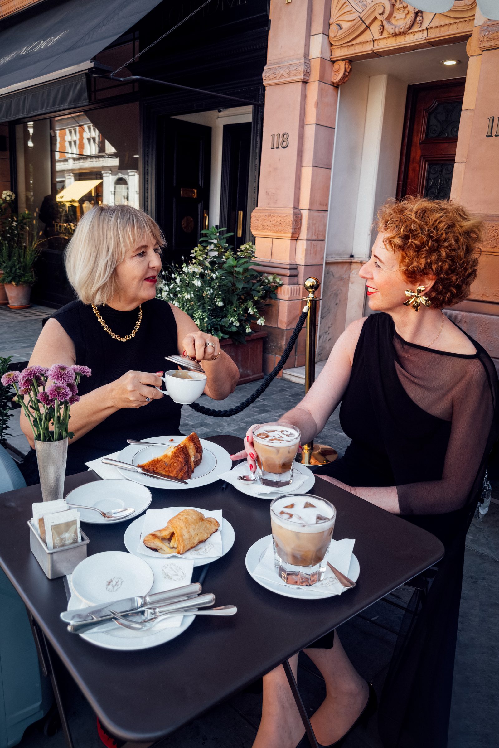Pascale and Carla over coffee