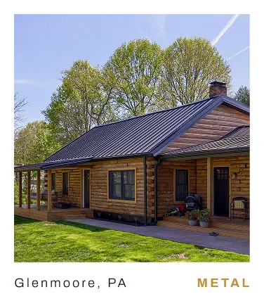 An fresh photo of a client's house with new metal roof in Gienmore, PA