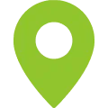 Green location map pin icon.